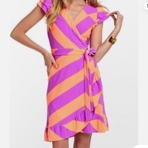 Lilly Pulitzer Adriel Always a Party Purple and Orange Striped Midi Dress